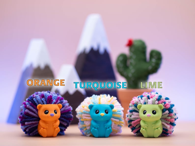 Hedgehog Desk Buddy: 3D Printed Yarn Pom Pom Decor - Mother's Day Gift
