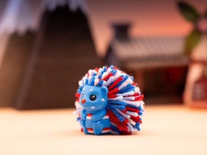Hedgehog Keychain | 4th of July | Adorable Hedgehog Decor | Backpack | Gift Ideas | Pom-Pom | Independence Day | 3D Printed | Yarn Pompom