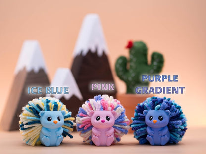 Hedgehog Desk Buddy: 3D Printed Yarn Pom Pom Decor - Mother's Day Gift