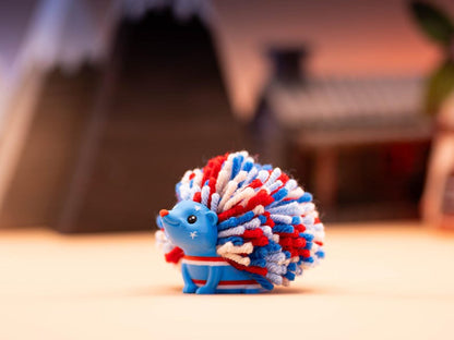 Hedgehog Keychain | 4th of July | Adorable Hedgehog Decor | Backpack | Gift Ideas | Pom-Pom | Independence Day | 3D Printed | Yarn Pompom