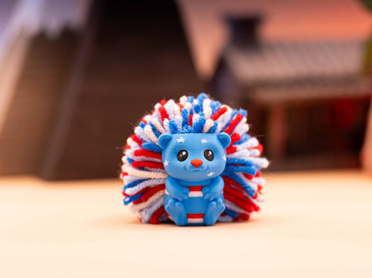 4th of July Hedgehog | Adorable Hedgehog Decor | Gift Ideas | Pom-Pom | Independence Day | 3D Printed | Yarn Pompom