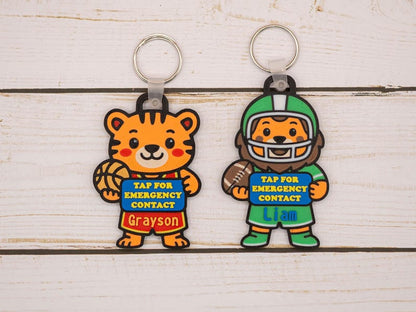 Personalized NFC Emergency Contact Backpack Tag: 3D Printed Keychain - Mother's Day Gift