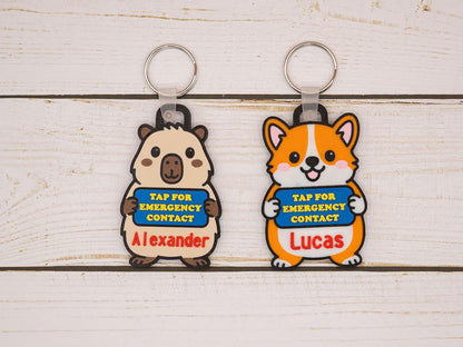 Personalized NFC Emergency Contact Backpack Tag: 3D Printed Keychain - Mother's Day Gift
