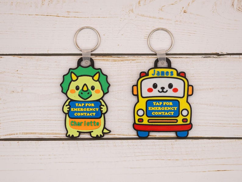 Personalized NFC Emergency Contact Backpack Tag: 3D Printed Keychain - Mother's Day Gift