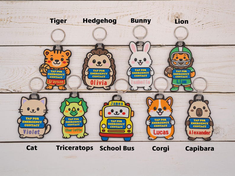 Personalized NFC Emergency Contact Backpack Tag: 3D Printed Keychain - Mother's Day Gift