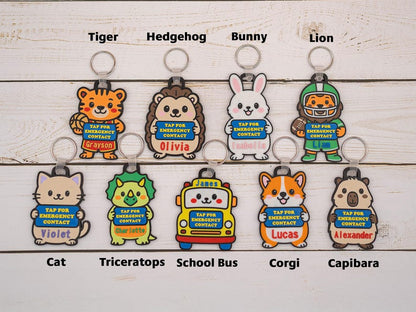 Personalized NFC Emergency Contact Backpack Tag: 3D Printed Keychain - Mother's Day Gift