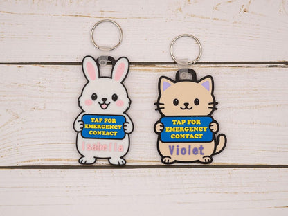 Personalized NFC Emergency Contact Backpack Tag: 3D Printed Keychain - Mother's Day Gift