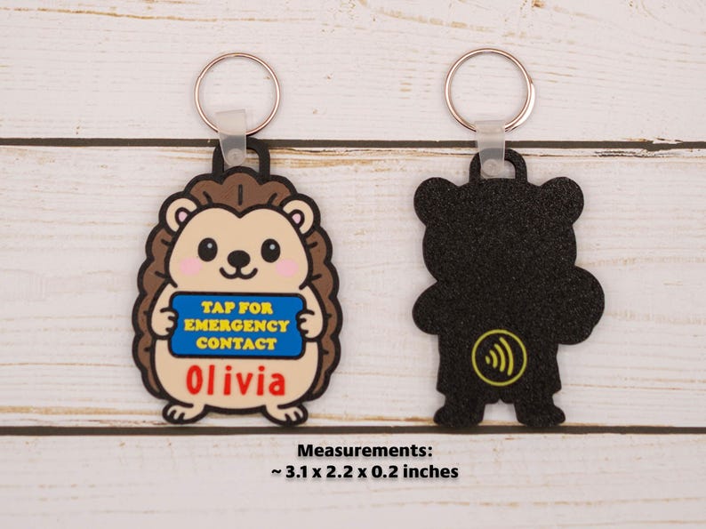 Personalized NFC Emergency Contact Backpack Tag: 3D Printed Keychain - Mother's Day Gift