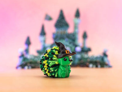 Hedgehog Witch Desk Buddy: 3D Printed Yarn Pompom Decor - Wicked Inspired