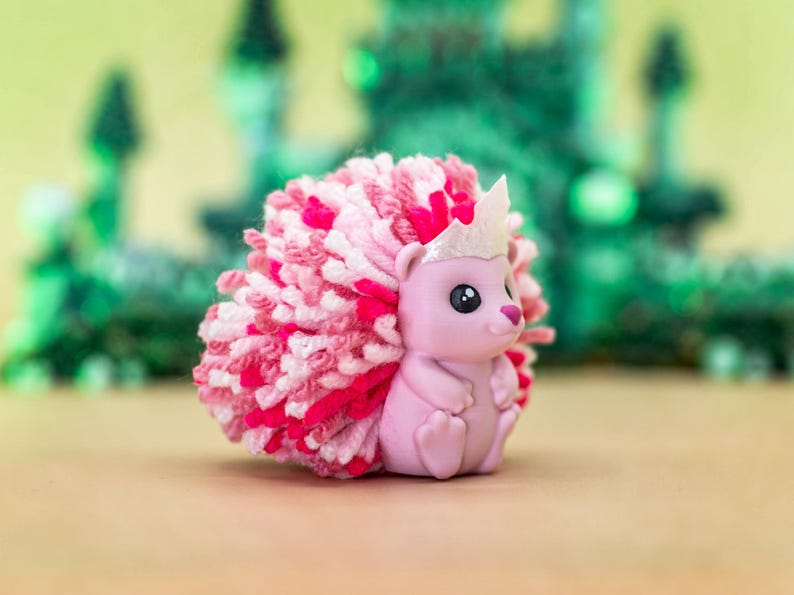 Hedgehog Witch Desk Buddy: 3D Printed Yarn Pompom Decor - Wicked Inspired