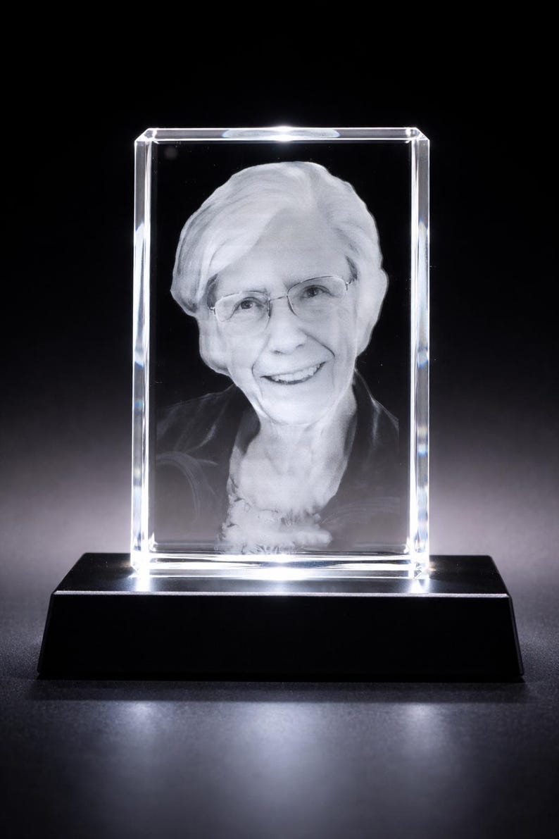 Personalized 3D Crystal Photo Engraving | Custom Pet Memorial Keepsake | Mother's Day Gift (LED Base Included)