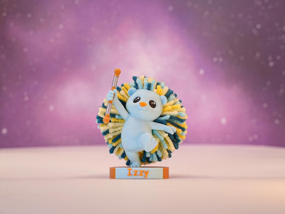 Personalized Baton Twirling Hedgehog Desk Buddy, Custom Name Keepsake, Cheerleader Gift