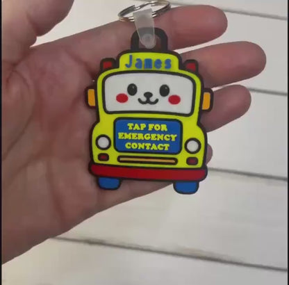 Personalized NFC Emergency Contact Backpack Tag: 3D Printed Keychain - Mother's Day Gift